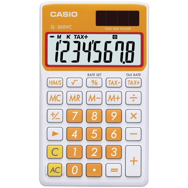 Casio Solar Wallet Calculator with 8-Digit Display (Orange) SL300VCOESIH